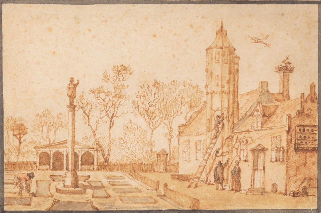 Eine Allegorie des Frühlings mit dem Jagdschloss Toutenburg von Anthonie van Borssom