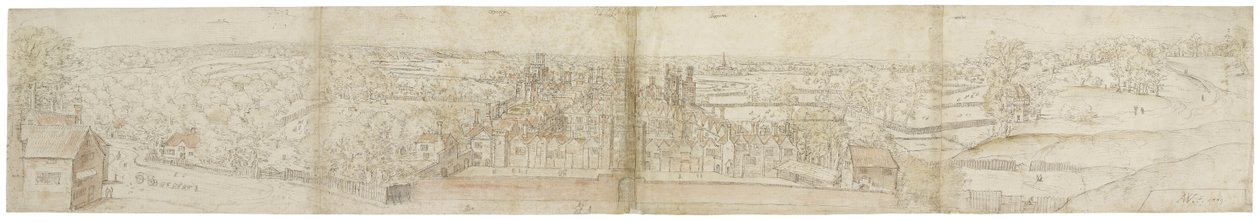 Oatlands Palace von Süden, um 1544 von Anthonis van den Wyngaerde