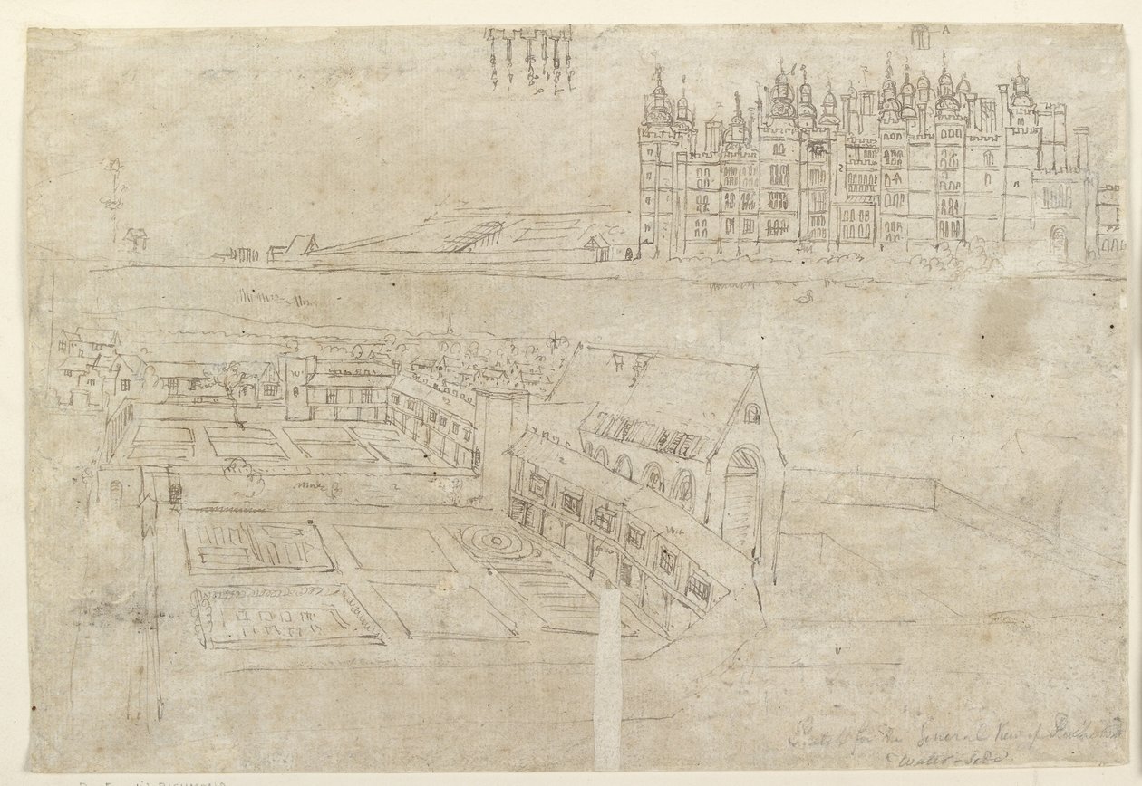 Die Flussfront des Richmond Palace und Privy Gardens von Anthonis van den Wyngaerde