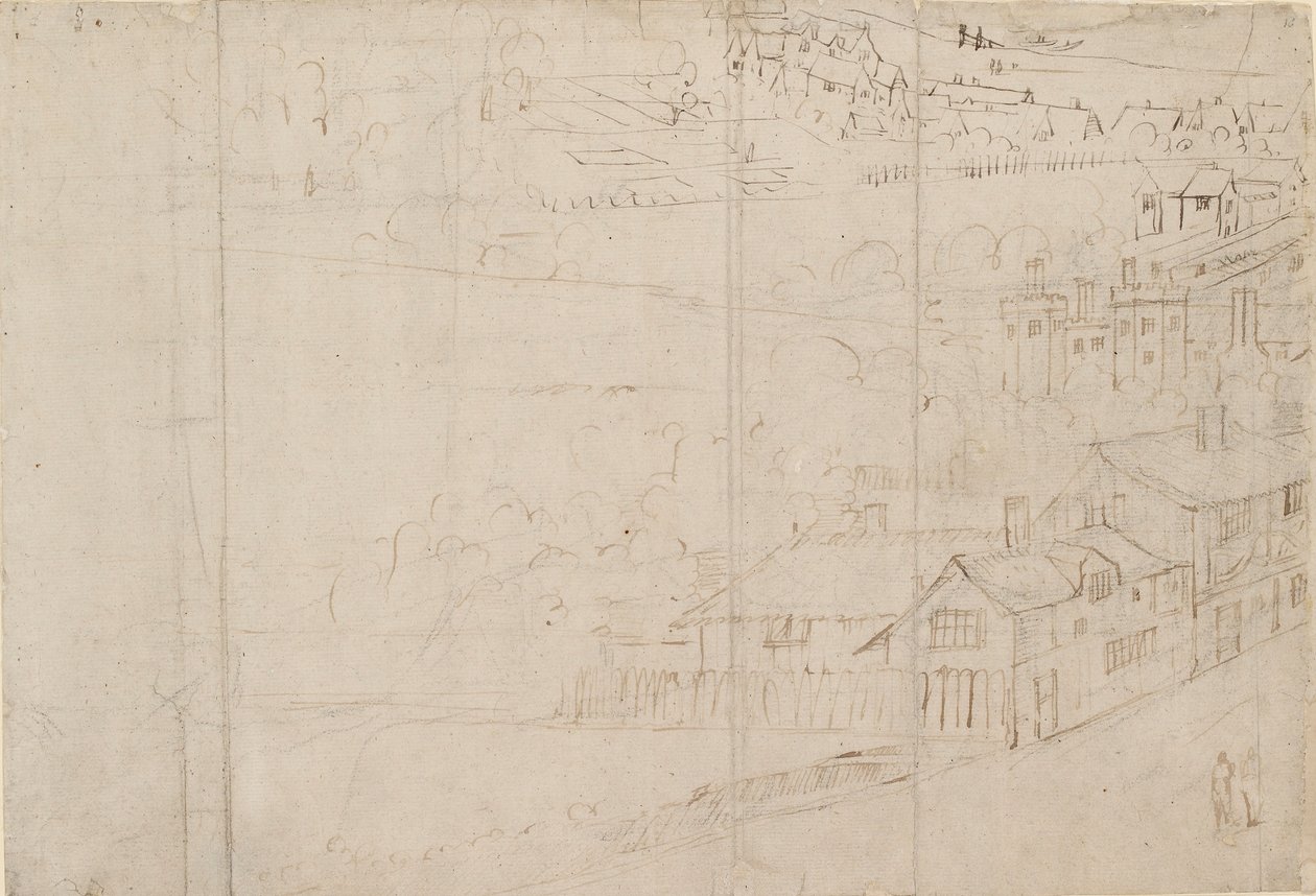 Panorama von London, gesehen von Southwark: Bankside, 1554 von Anthonis van den Wyngaerde