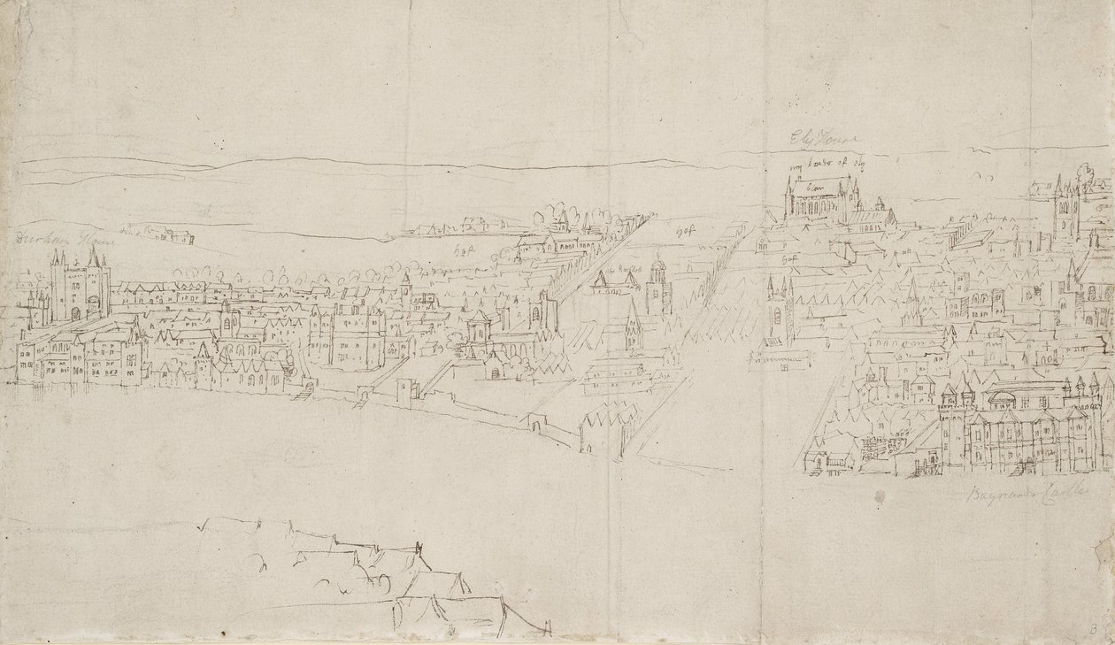 Panorama von London, gesehen von Southwark: Durham House bis Barnards Castle von Anthonis van den Wyngaerde