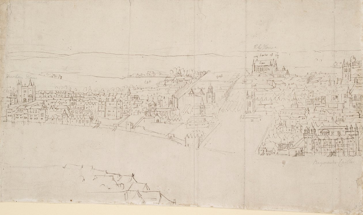 Panorama von London von Southwark aus gesehen: Durham House bis Barnard