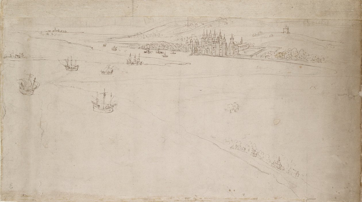 Panorama von London gesehen von Southwark: Greenwich, 1554 von Anthonis van den Wyngaerde
