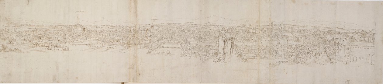 Panoramablick auf Rom vom Monte Janiculus, um 1550 von Anthonis van den Wyngaerde