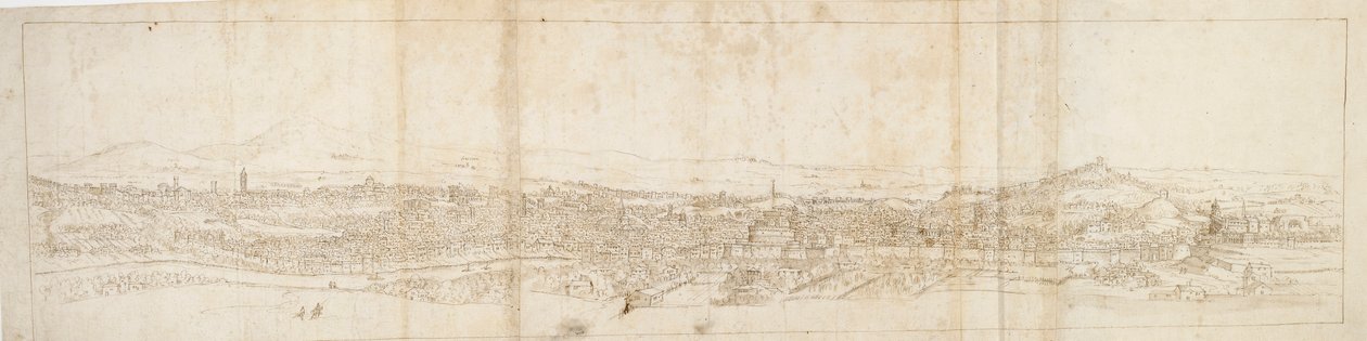 Panoramablick auf Rom vom Monte Mario, Castel S. Angelo im Vordergrund, ca. 1550er von Anthonis van den Wyngaerde