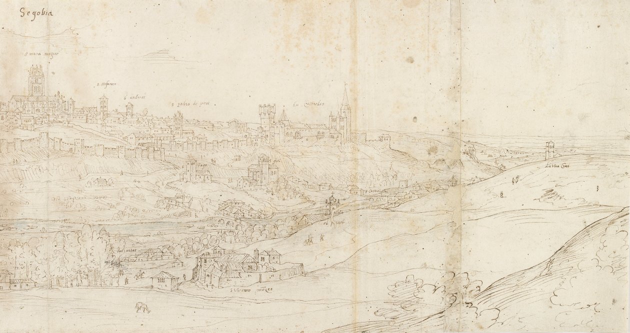 Panoramablick auf Segovia von Osten, ca. 1560-1570 von Anthonis van den Wyngaerde