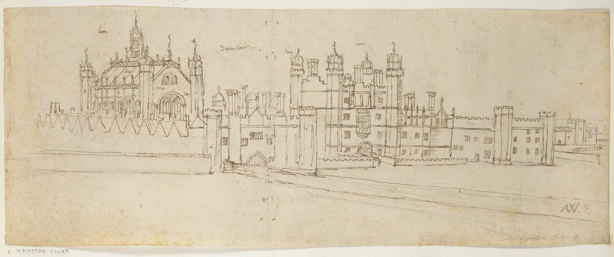 Die Kapelle und das Torhaus von Hampton Court, um 1544 von Anthonis van den Wyngaerde