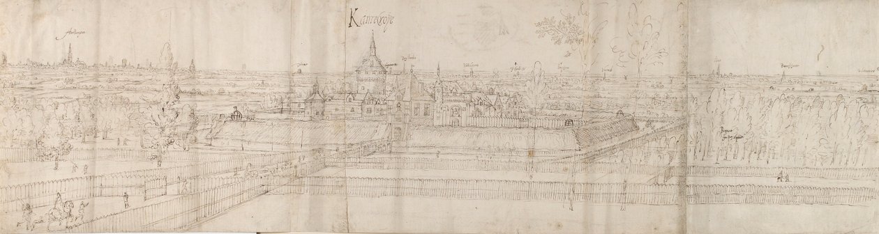 Ansicht des Palastes von Cantecroy bei Antwerpen und der umliegenden Landschaft, 1557-58 von Anthonis van den Wyngaerde