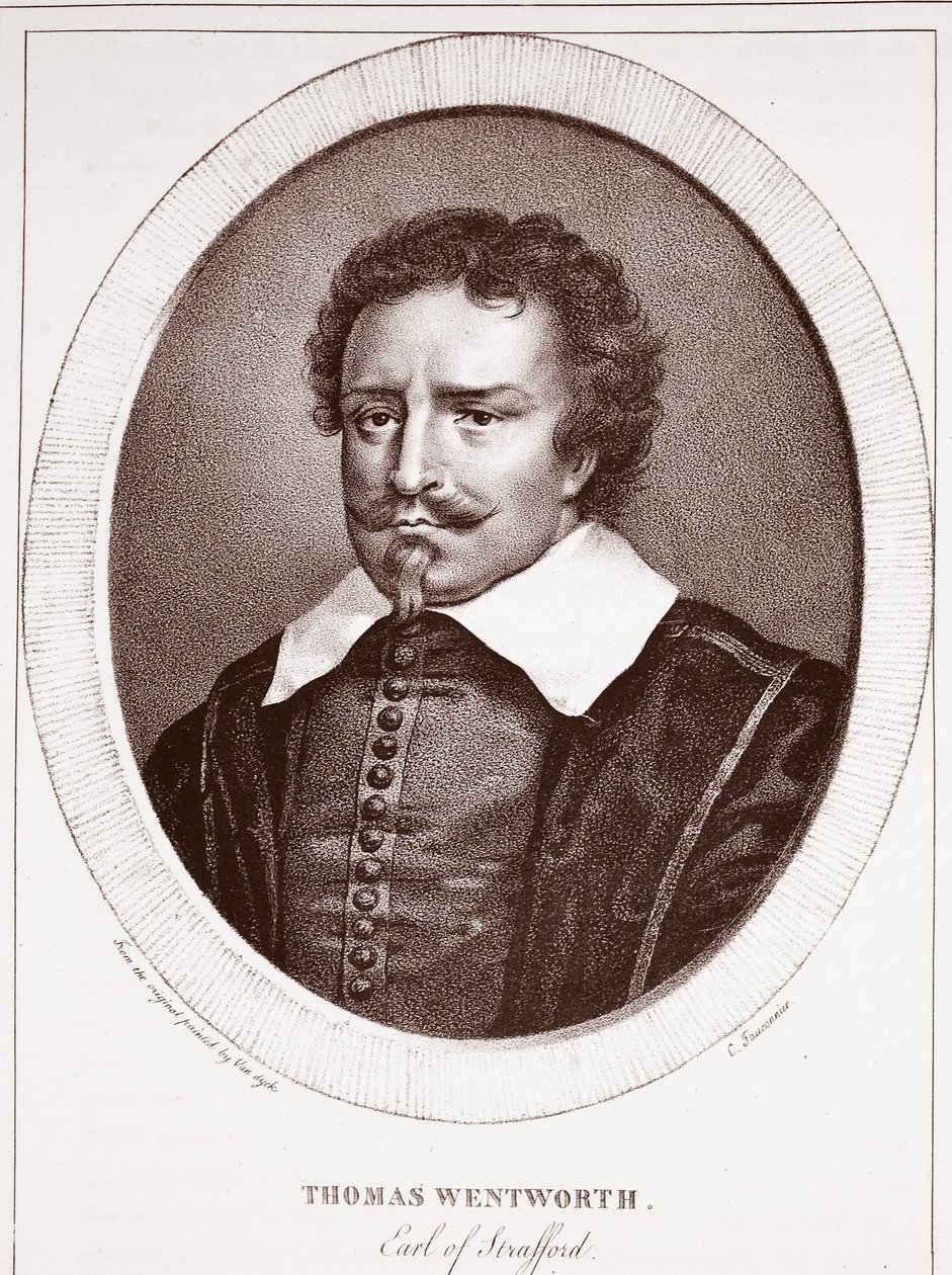 Thomas Wentworth, Earl of Strafford, zugeschrieben C. Fauconnier, graviert von de Langlume von Anthony van Dyck