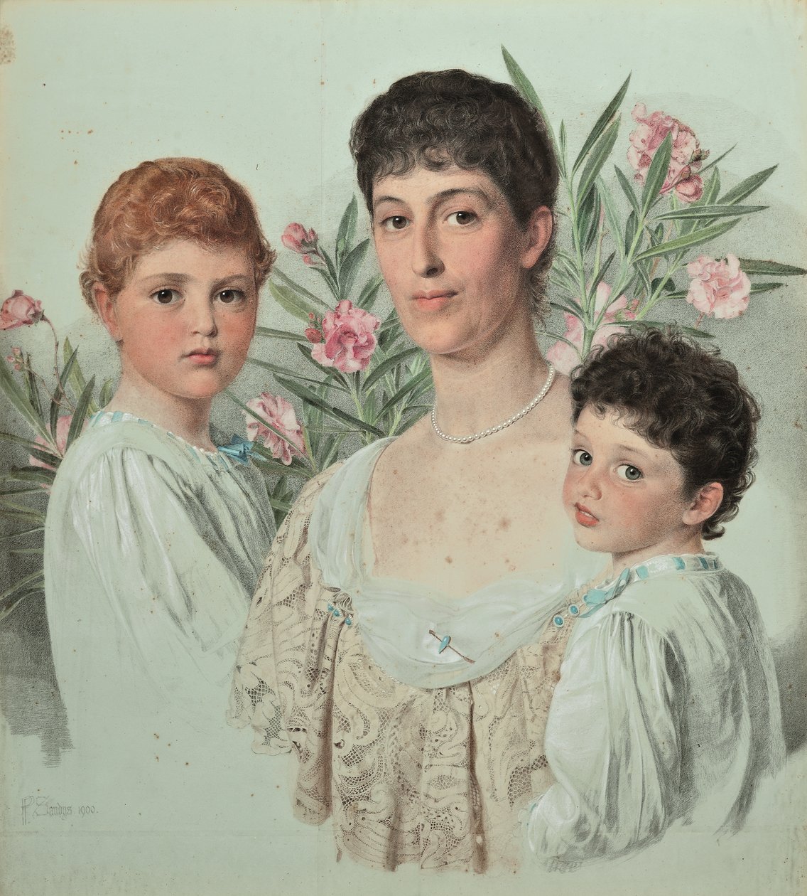 Porträt einer Mutter und ihrer zwei Kinder von Anthony Frederick Augustus Sandys