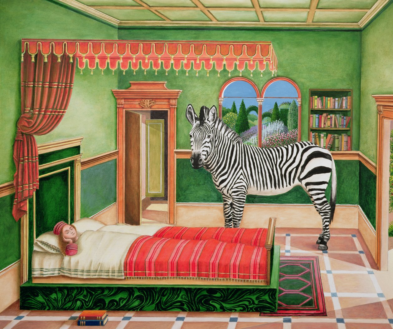 Zebra im Schlafzimmer, 1996 von Anthony Southcombe