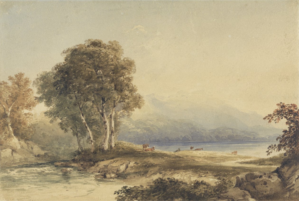 Gebirgige Landschaft mit See und Bach von Anthony Vandyke Copley Fielding
