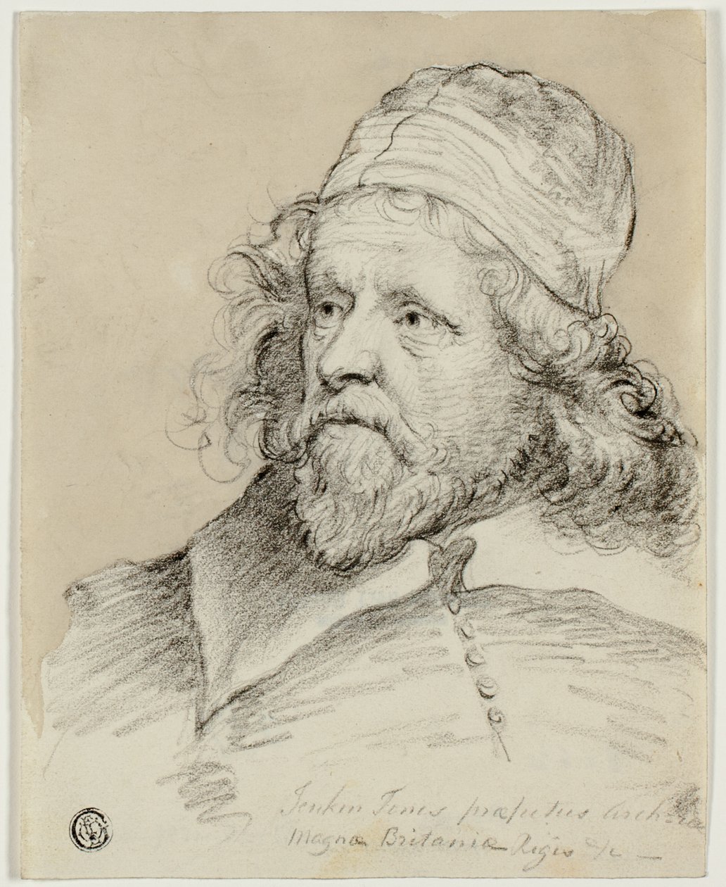 Inigo Jones (recto); Skizze eines weiblichen Kopfes (verso) von Anthony van Dyck