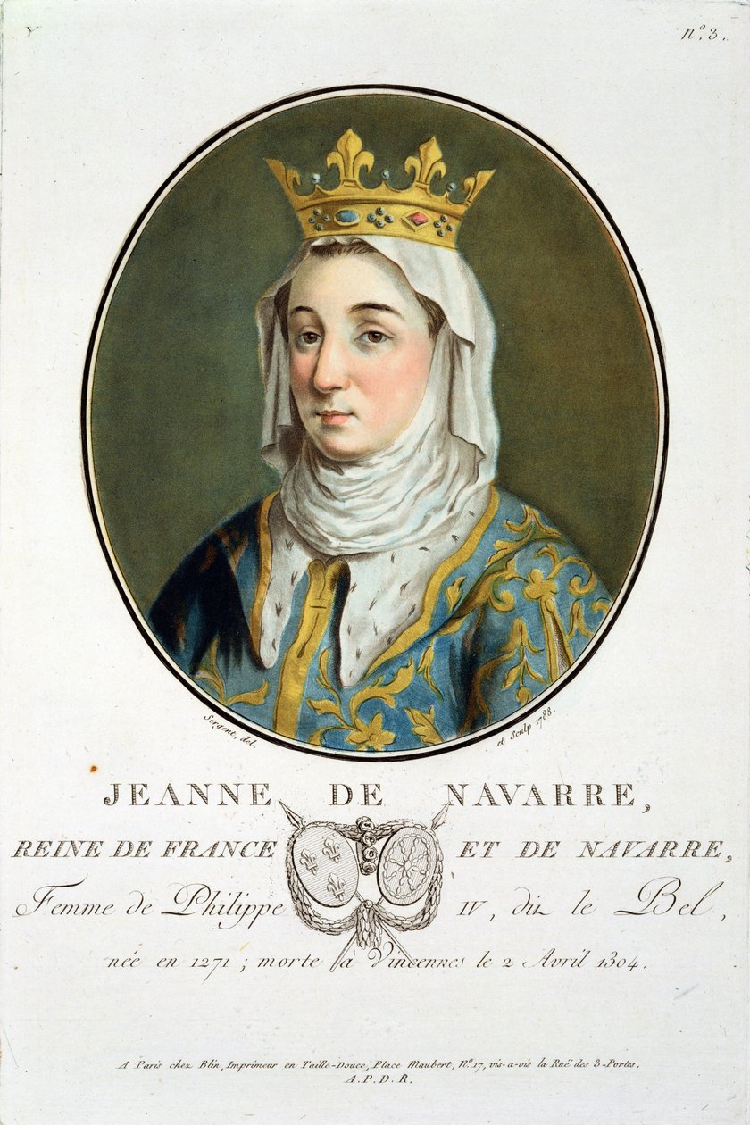 Porträt von Jeanne de Navarre (1271-1304), 1788 von Antoine Louis Francois Sergent Marceau