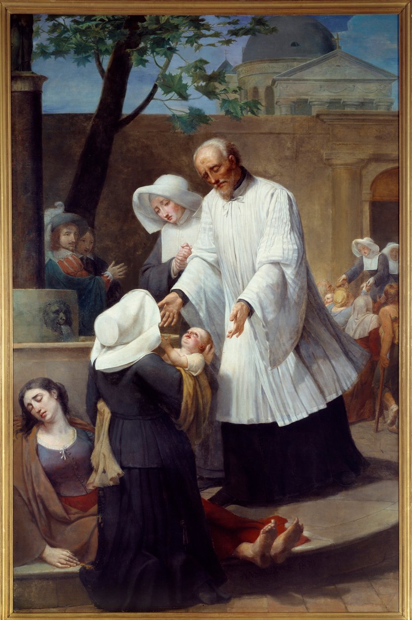 Saint Vincent de Paul (1581 - 1660) kümmert sich um Pestkranke von Antoine Ansiaux