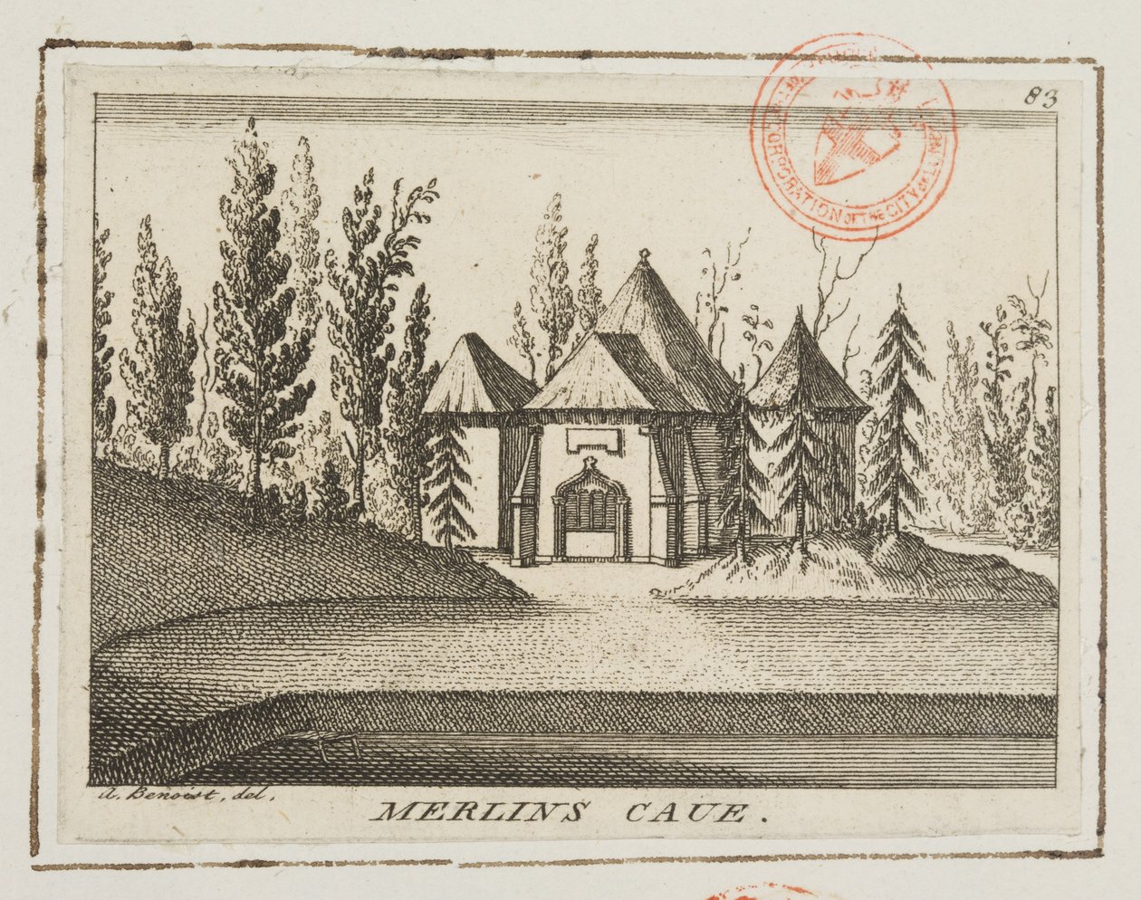 Ansicht der Merlin-Höhle, Kew Gardens, Illustration aus 