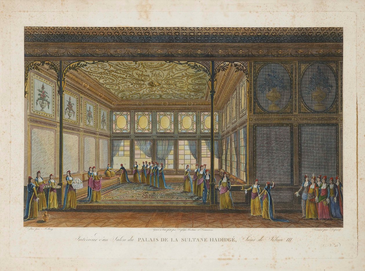 Innenansicht im Palast der Prinzessin Hatice Sultan, Halbschwester von Sultan Selim III., ca. 1810 von Antoine Ignace Melling