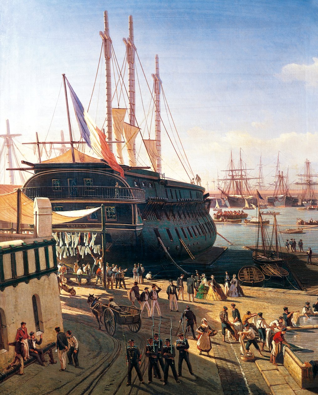 Handelsschiff im Hafen von Toulon von Antoine Leon Morel-Fatio