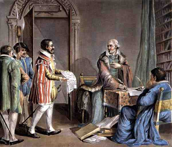 Jean Hennuyer, Bischof von Lisieux, rettet das Leben der Hugenotten in seiner Diözese, graviert von Roger von Antoine Louis Francois (after) Sergent Marceau