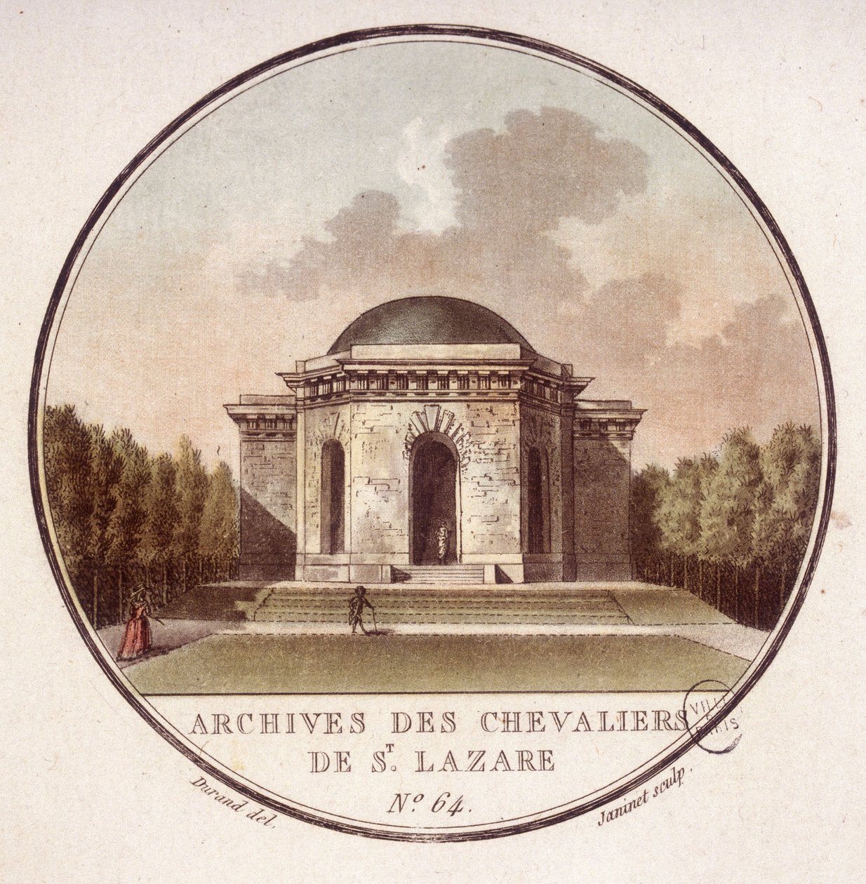 Archive der Ritter von Saint Lazarus in Paris. In pittoresken Ansichten der Hauptgebäude von Paris von Sergeant von Antoine Louis Francois Sergent-Marceau