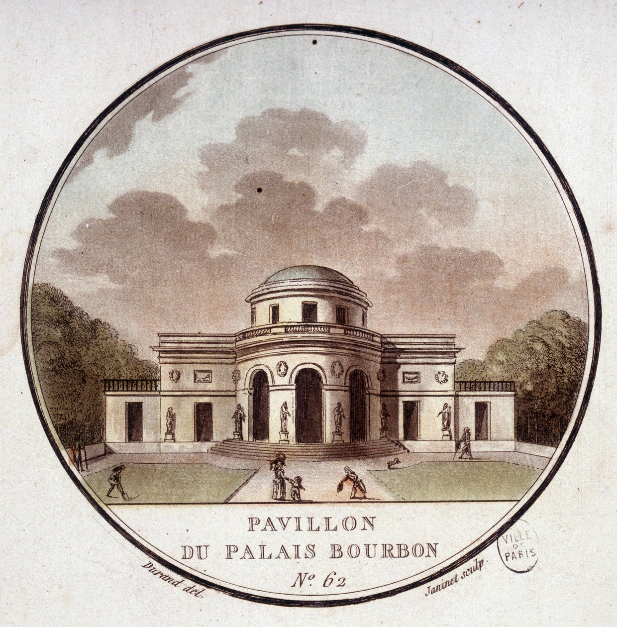 Pavillon des Palais Bourbon, Paris. In malerischen Ansichten der Hauptgebäude von Paris von Sergeant von Antoine Louis Francois Sergent Marceau