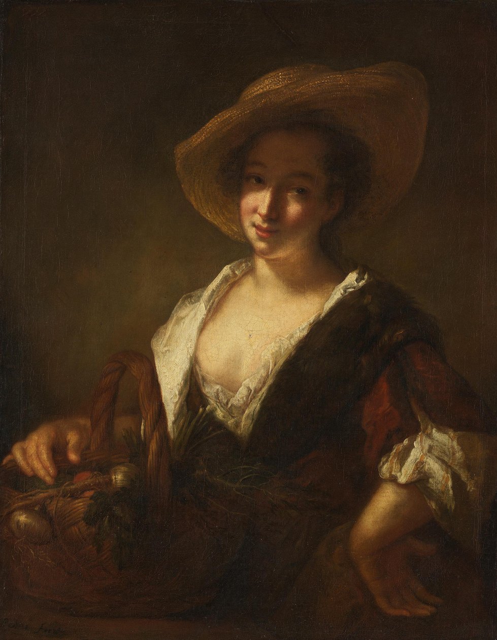 Mädchen mit einem Gemüsekorb von Antoine Pesne