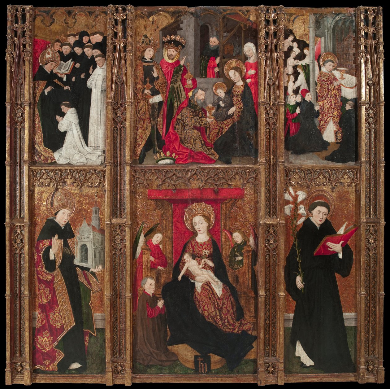 Altarbild der Jungfrau, des Heiligen Augustinus und des Heiligen Nikolaus von Tolentino von Antoine de Lonhy