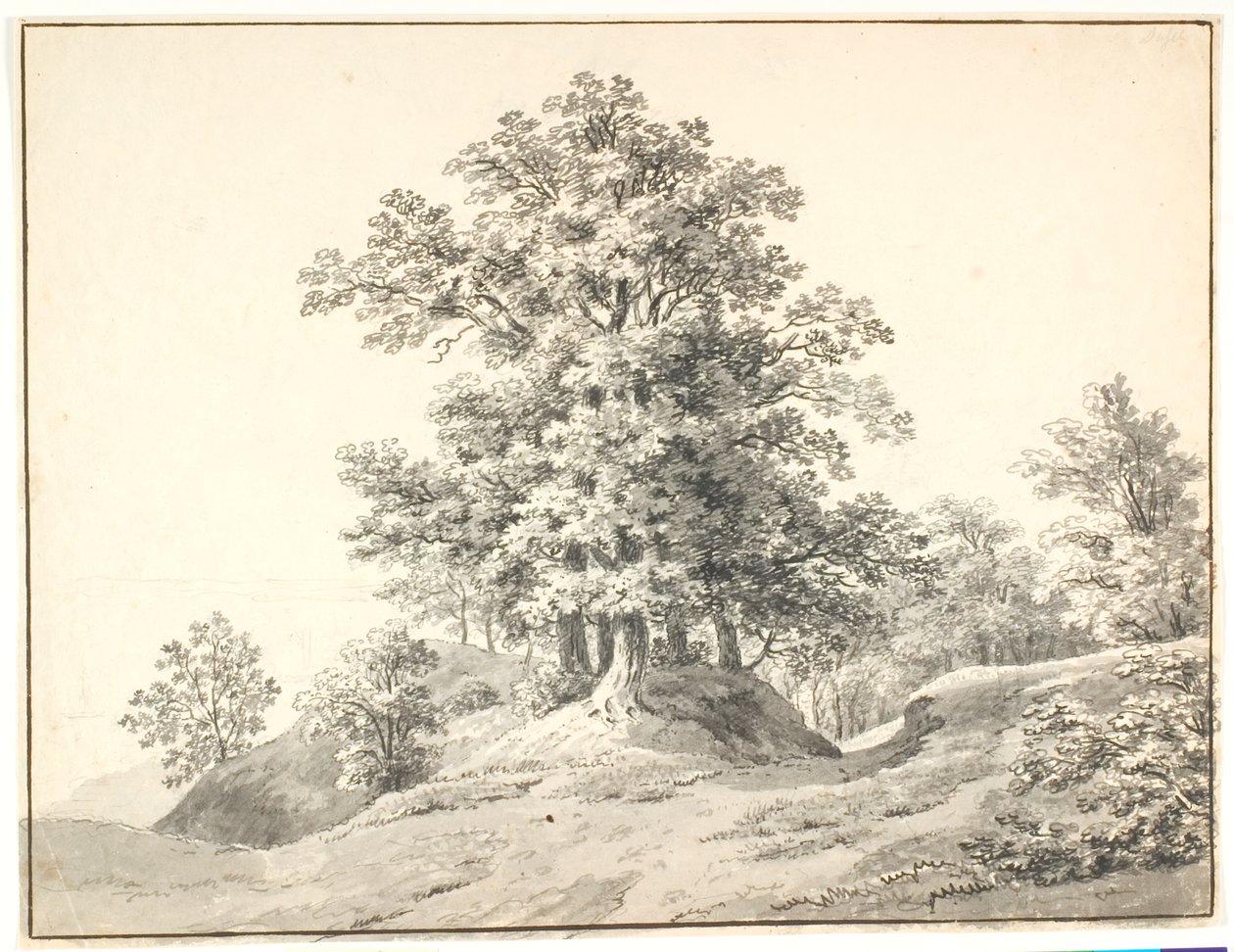 Landschaft mit großen Bäumen an der Elbe. Buxtehude von Anton Carl Dusch