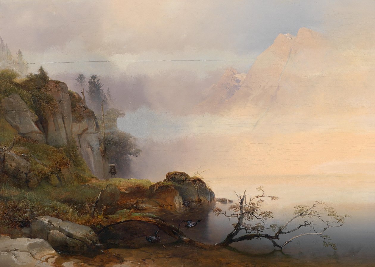Anton Hansch Herbststimmung am See 1846 von Anton Hansch