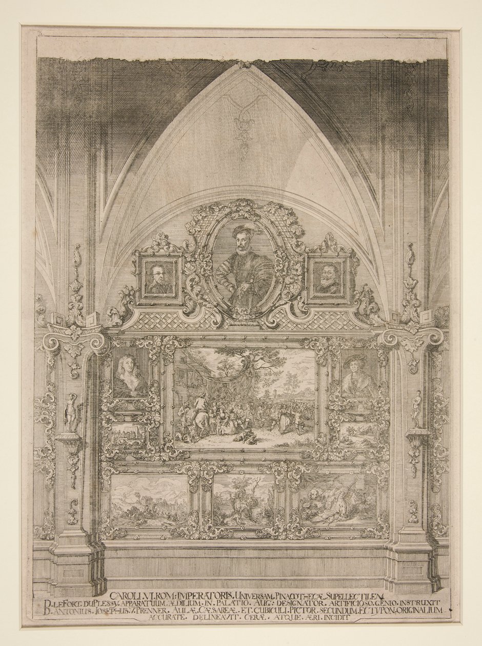 Innenarchitektonische Nische mit Porträts und Genrebildern von Anton Joseph von Prenner