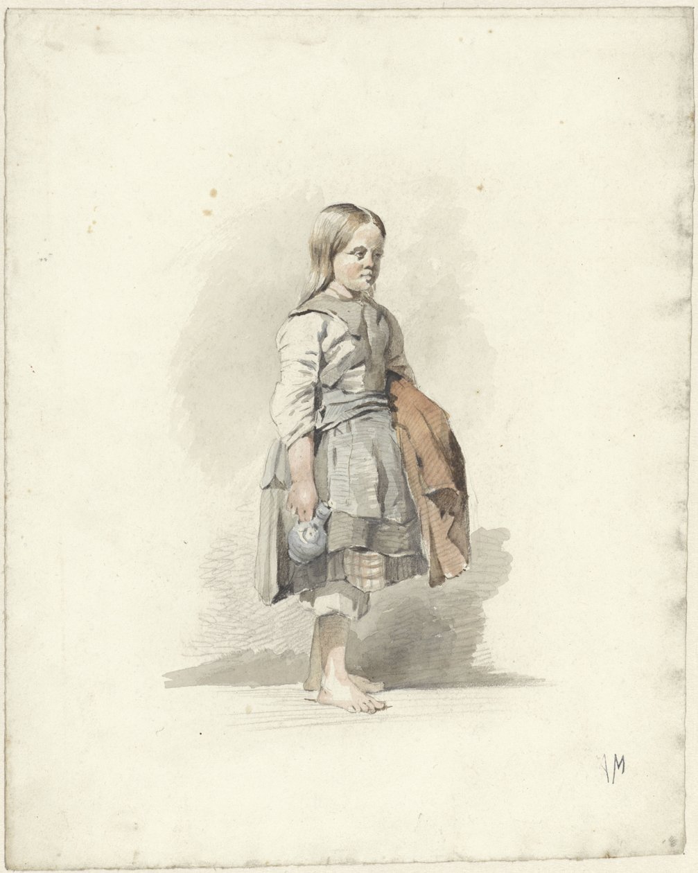 Stehendes Mädchen mit Krug und Mantel unter dem Arm von Anton Mauve