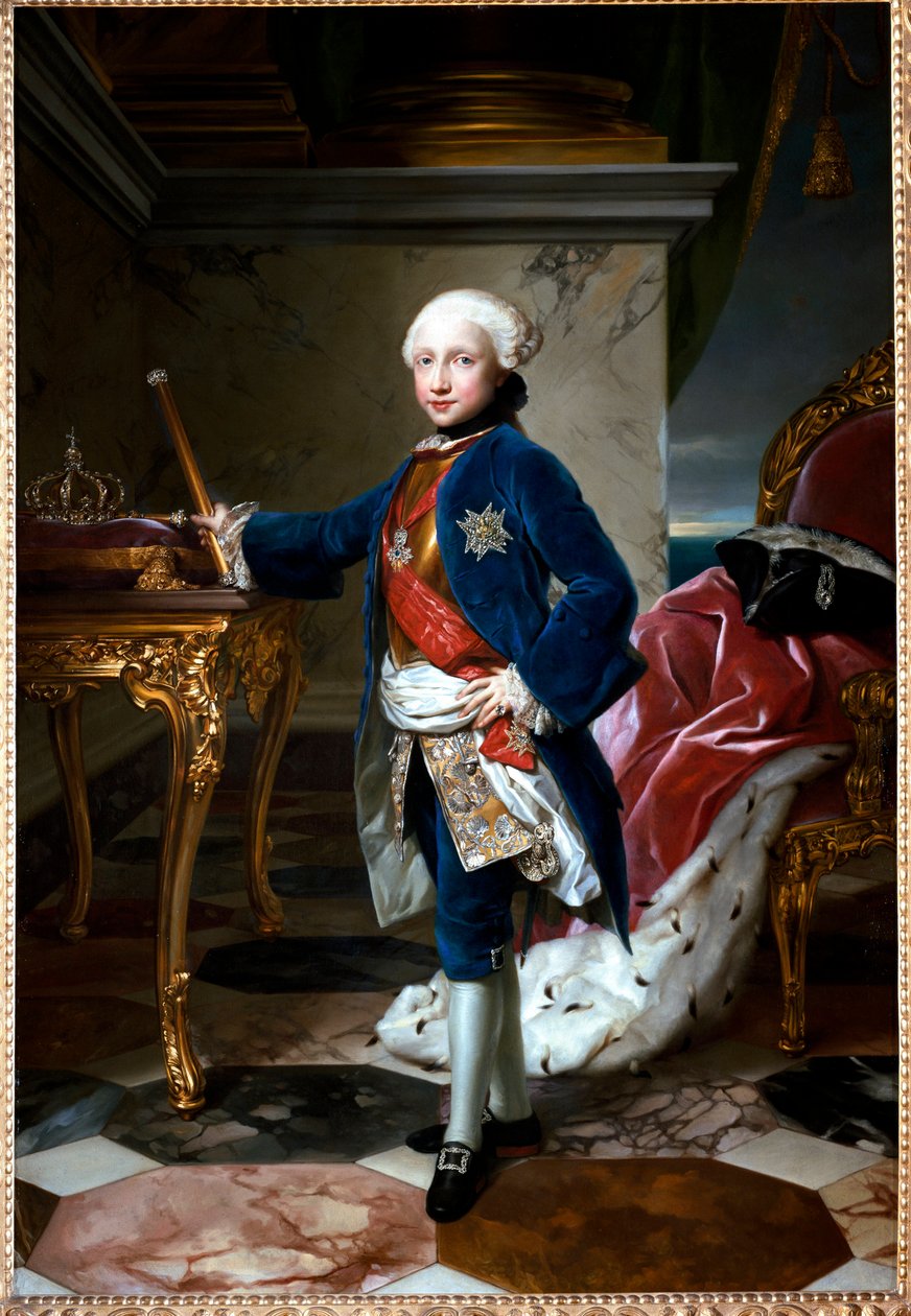 Porträt von Ferdinand I. von Bourbon oder Ferdinand IV., König von Neapel, im Alter von neun Jahren von Anton Raphael Mengs