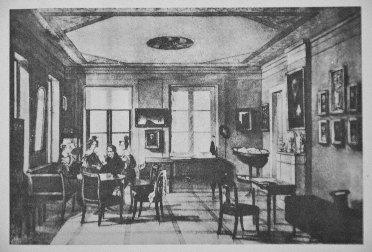 Ein Zimmer in der Wohnung der Familie Chopin in der Krakowskie Przedmieście Straße von Antoni Kolberg