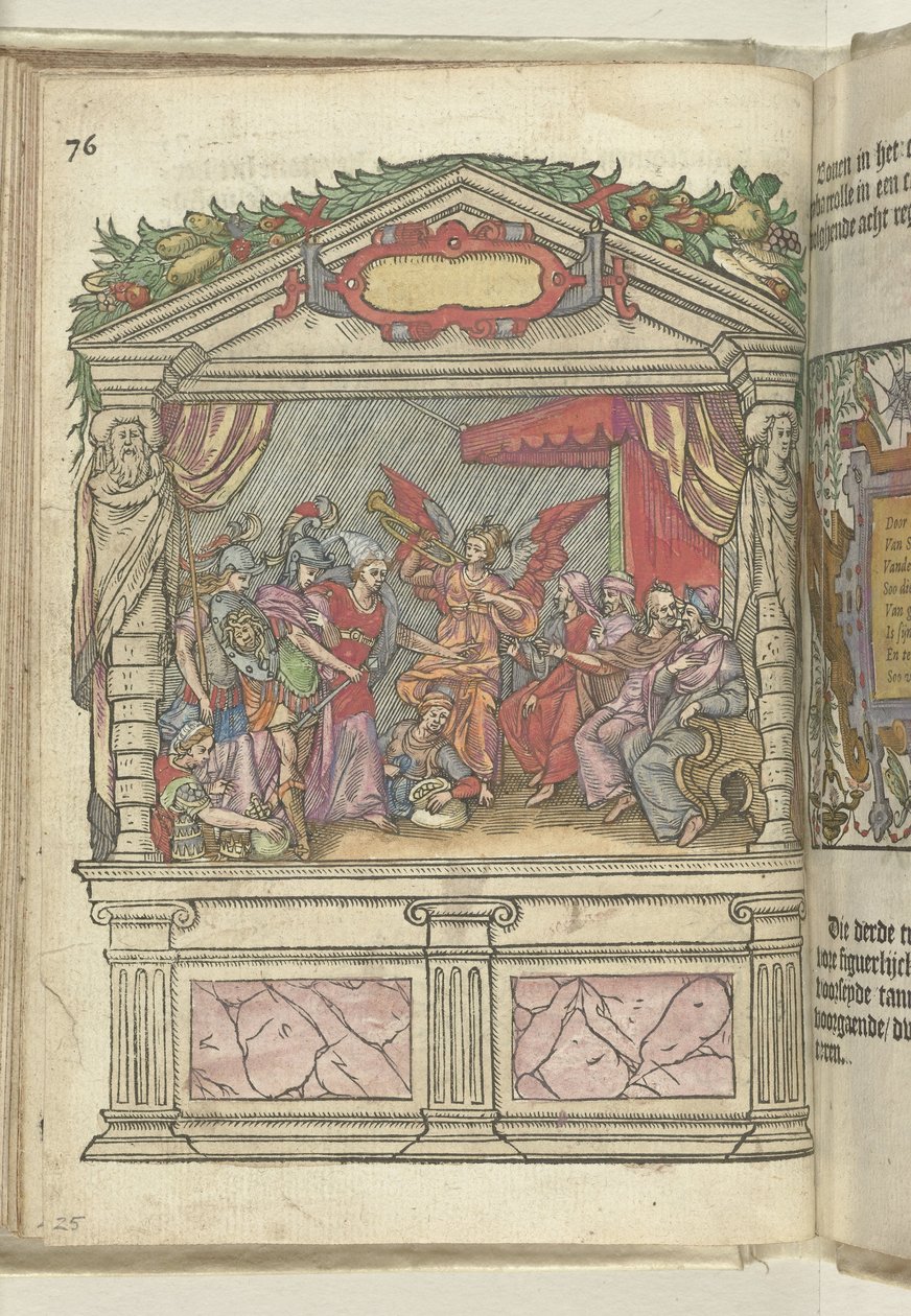 Szene mit allegorischer Darstellung am Grote Markt, 1578 von Antoni van Leest