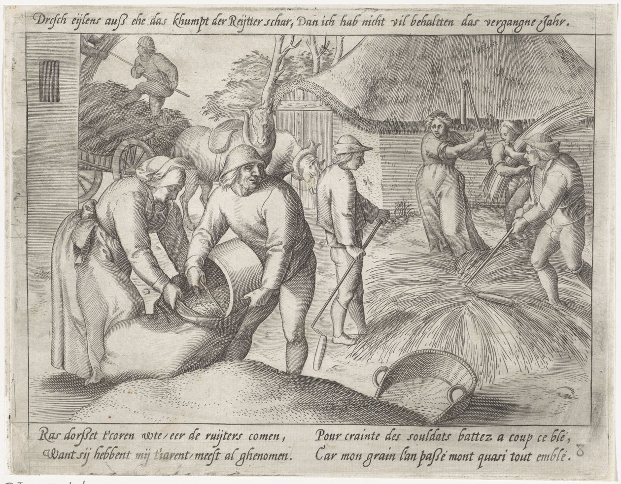 Dreschen des Getreides von Antonie Wierix (II) (possibly)