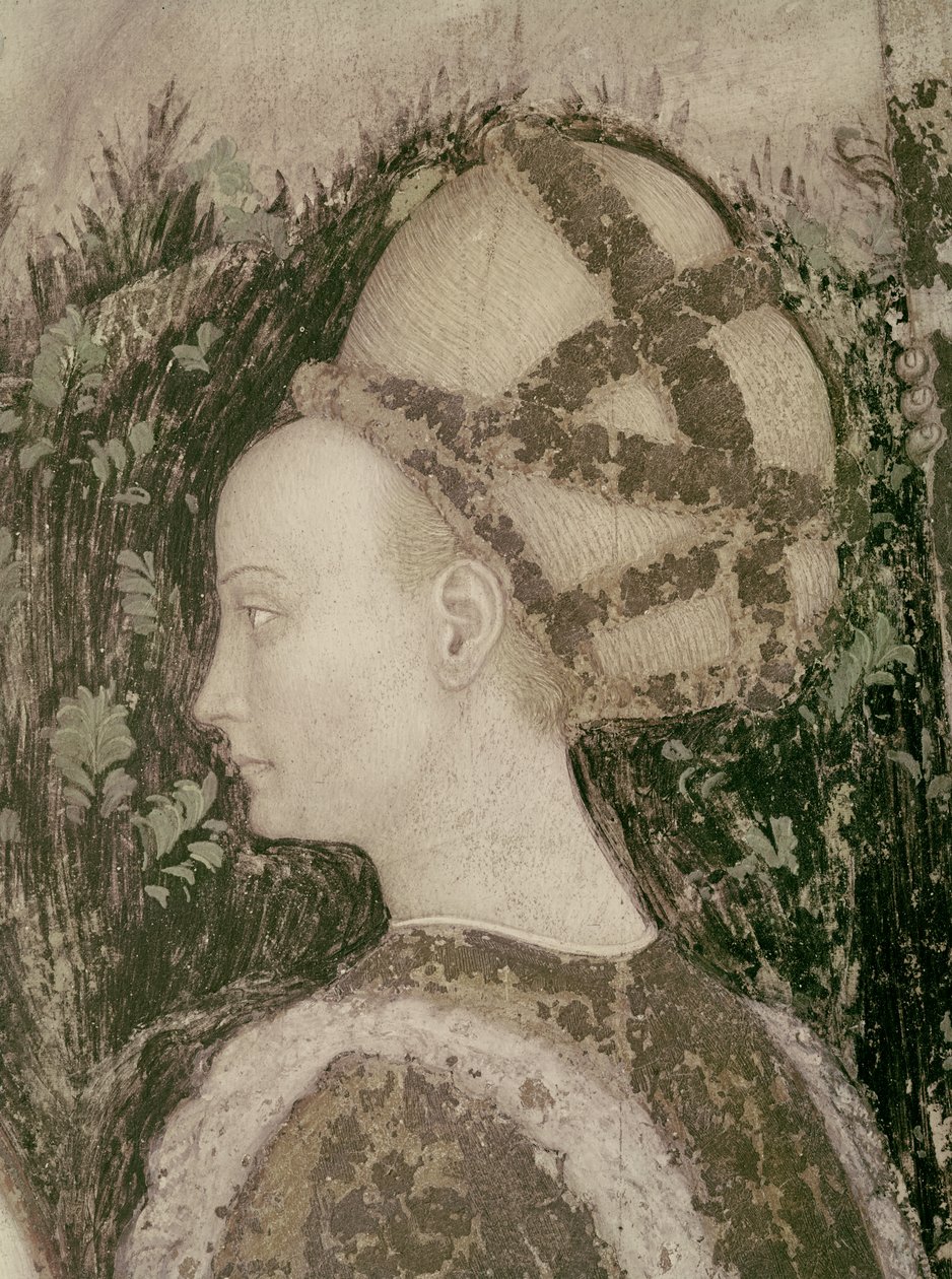 St. Georg und die Prinzessin von Trapezunt, Detail des Kopfes der Prinzessin, ca. 1433-38 von Antonio Pisanello