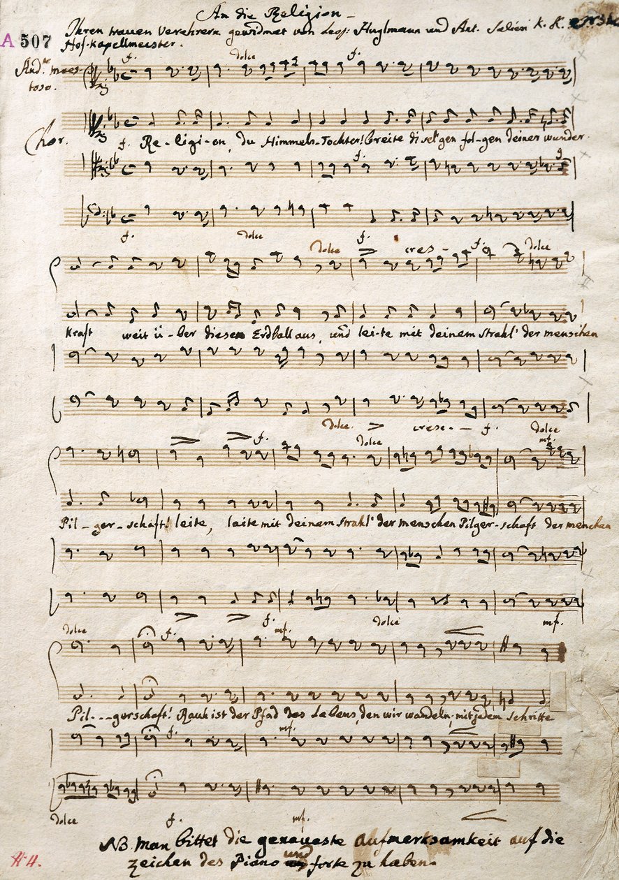 Autographierte Partitur des Oratoriums von Antonio Salieri (1750-1825) von Antonio (after) Salieri