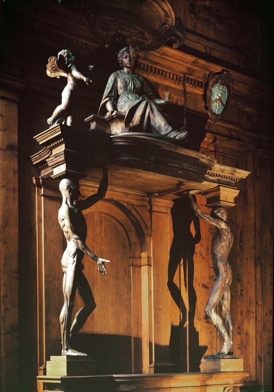 Statuen von zwei nackten und gehäuteten Männern, bekannt als gli spellati (die Gehäuteten), anatomisches Theater von Antonio (d.1663) Paolucci