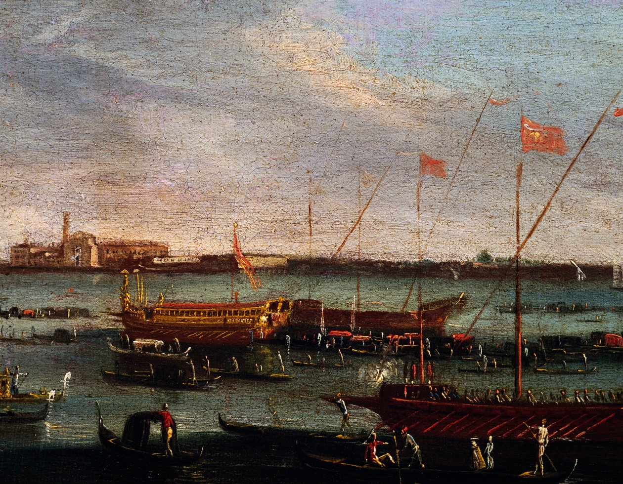 Der Bucentaur am Lido von Venedig, Schule von Canaletto, Italien von Antonio (studio of) Canaletto