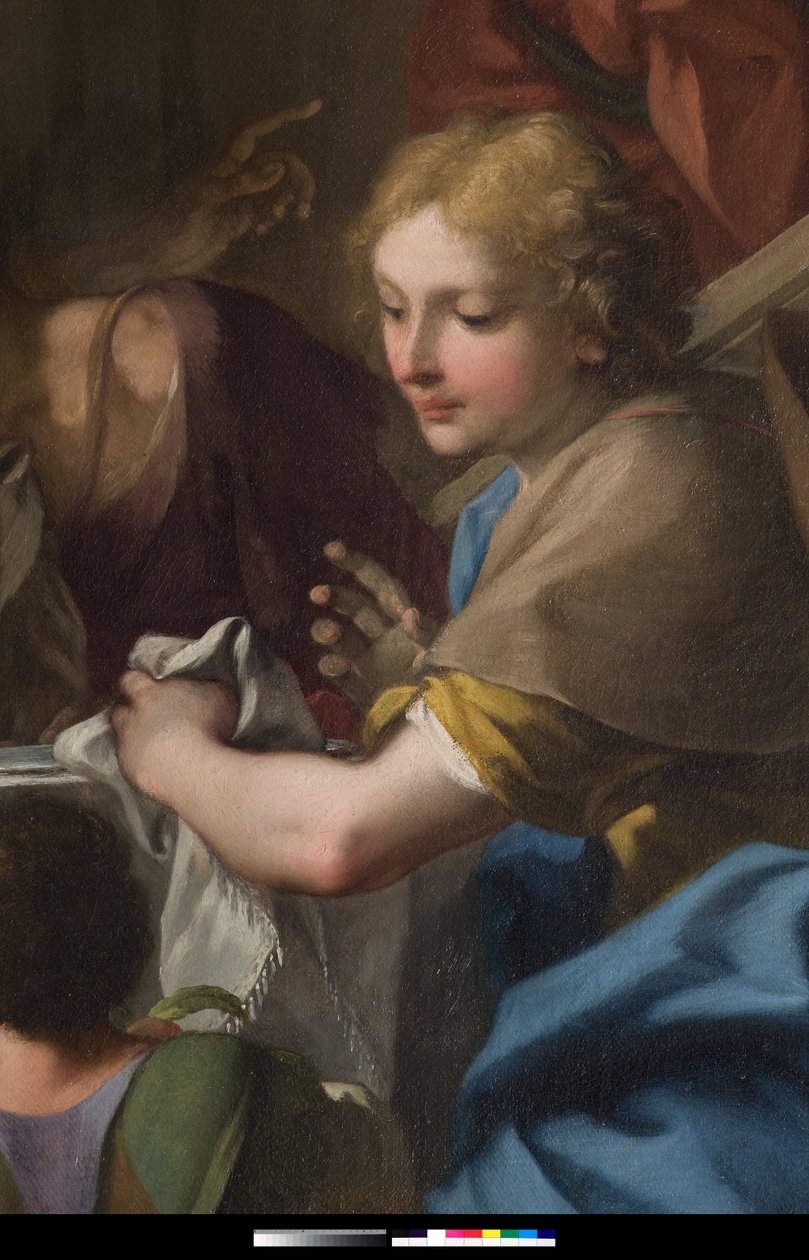 „Der heilige Gregor der Große an einem Tisch mit Jesus im Pilgergewand“ (Detail) von Antonio Balestra