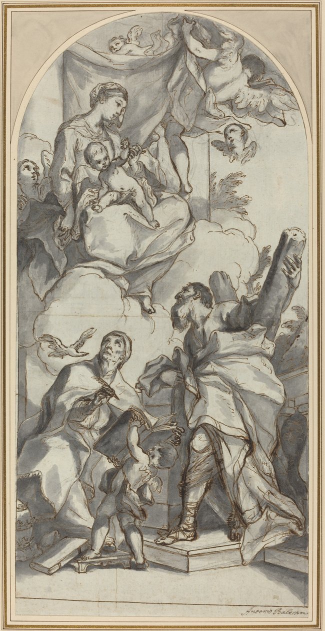 Die Madonna und das Kind in Herrlichkeit mit den Heiligen Gregor dem Großen und Andreas von Antonio Balestra