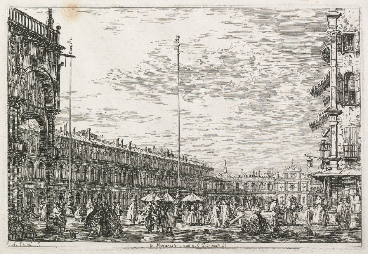 Ansichten: Der Palast des Prokurators und die Kirche St. Géminien, Venedig von Antonio Canaletto