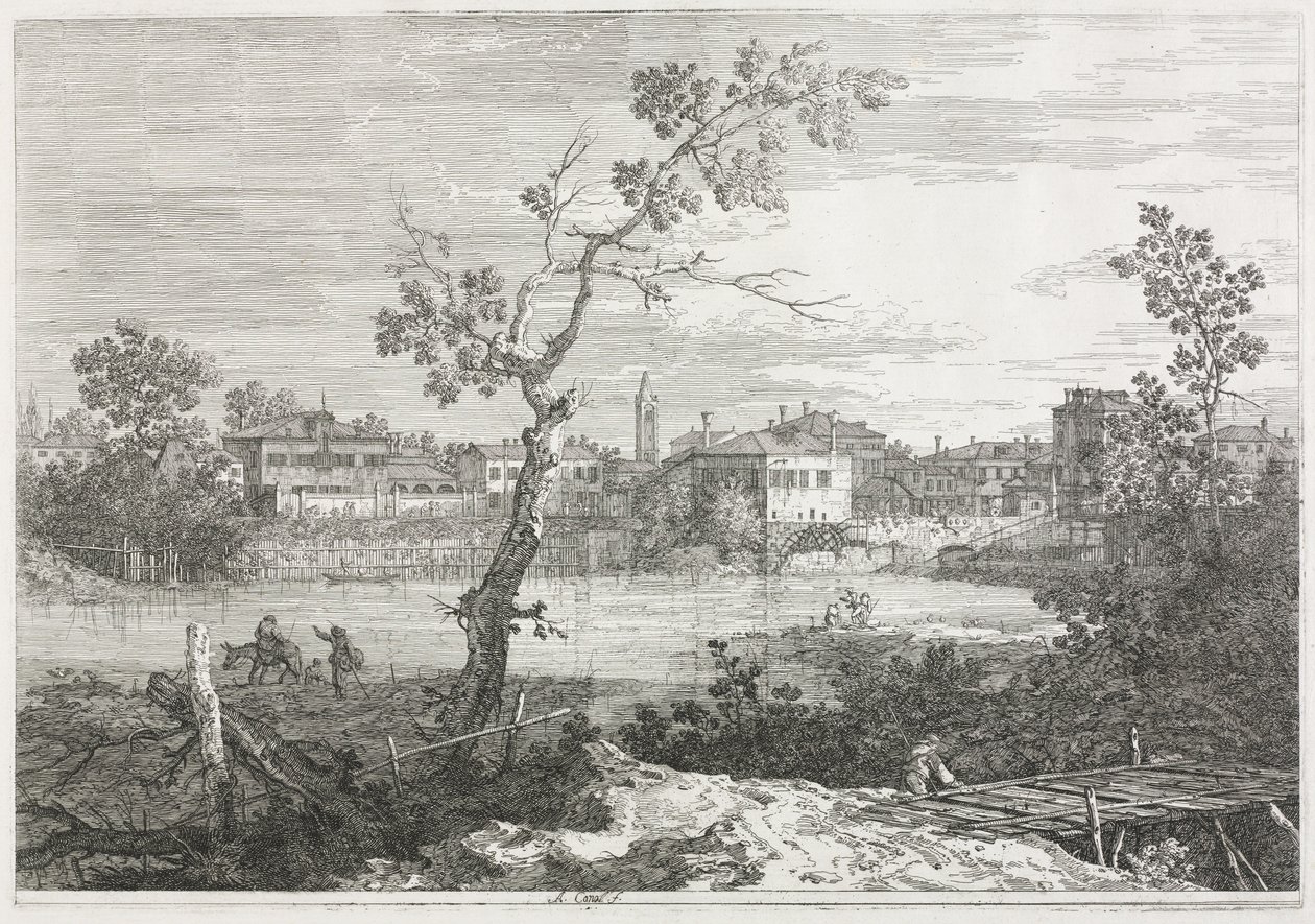 Ansichten: Blick auf Burano, eine Stadt auf einer Insel in der venezianischen Lagune von Antonio Canaletto
