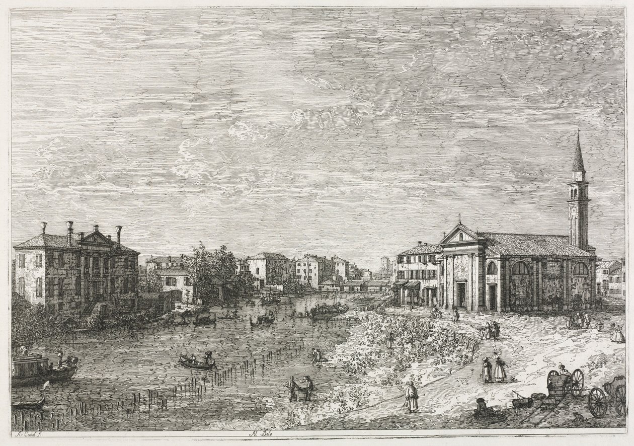 Ansichten: Blick auf Dolo, eine Stadt an der Brenta, westlich von Venedig, 1735-1746 von Giovanni Antonio Canal