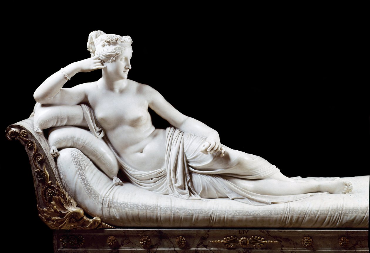 Pauline Bonaparte, Prinzessin Borghese (1780 - 1825), Schwester von Napoleon I., dargestellt als siegreiche Venus. Marmorskulptur von Antonio Canova (1804-1808), Rom, Galleria Borghese von Antonio Canova