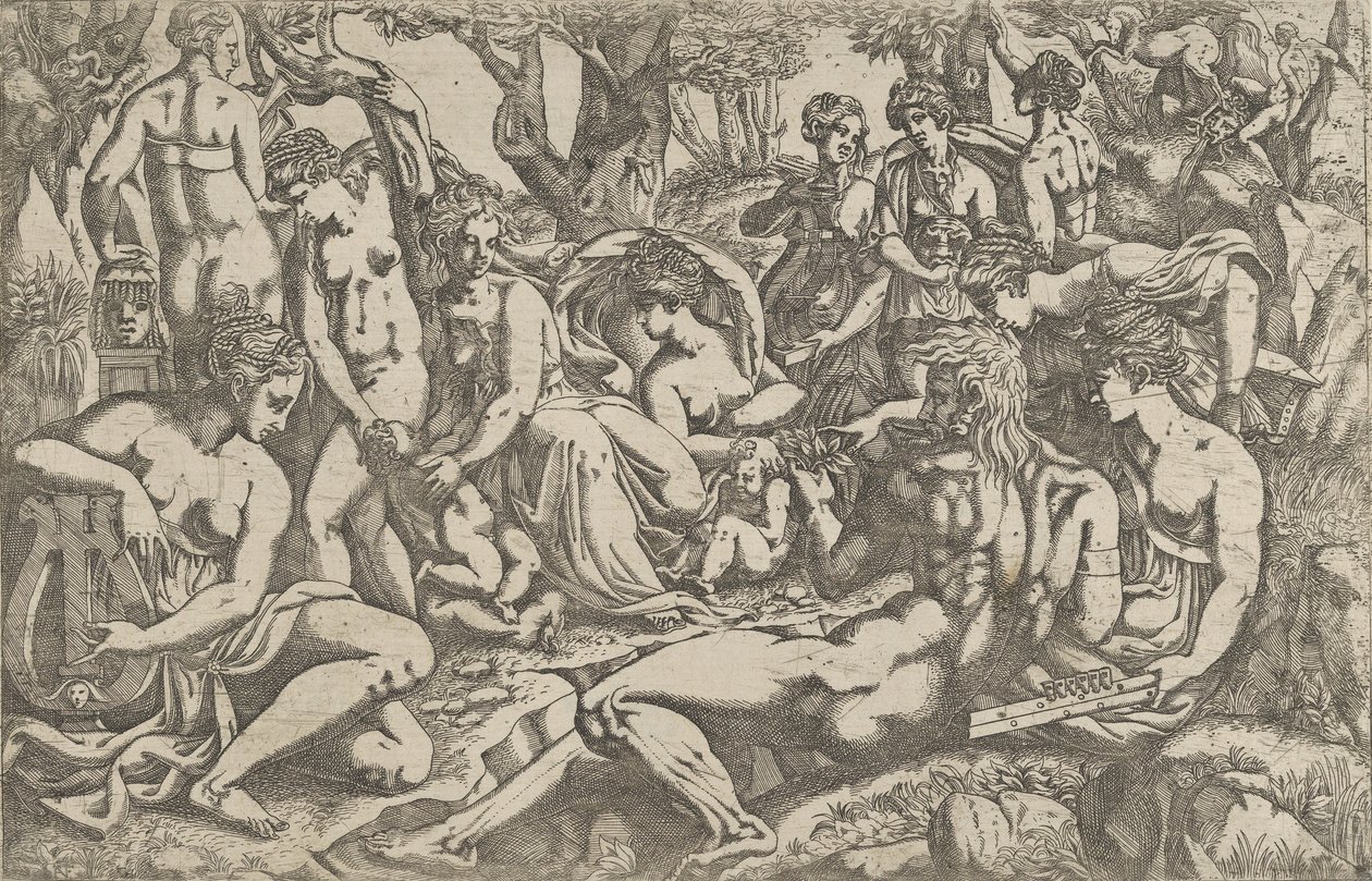 Musen am Fuße des Berges Parnassus von Antonio Fantuzzi