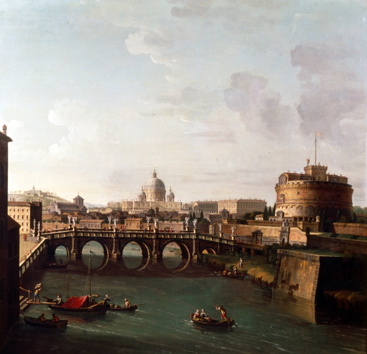 Rom, Blick auf den Tiber mit der Engelsburg und dem Petersdom von Antonio Joli