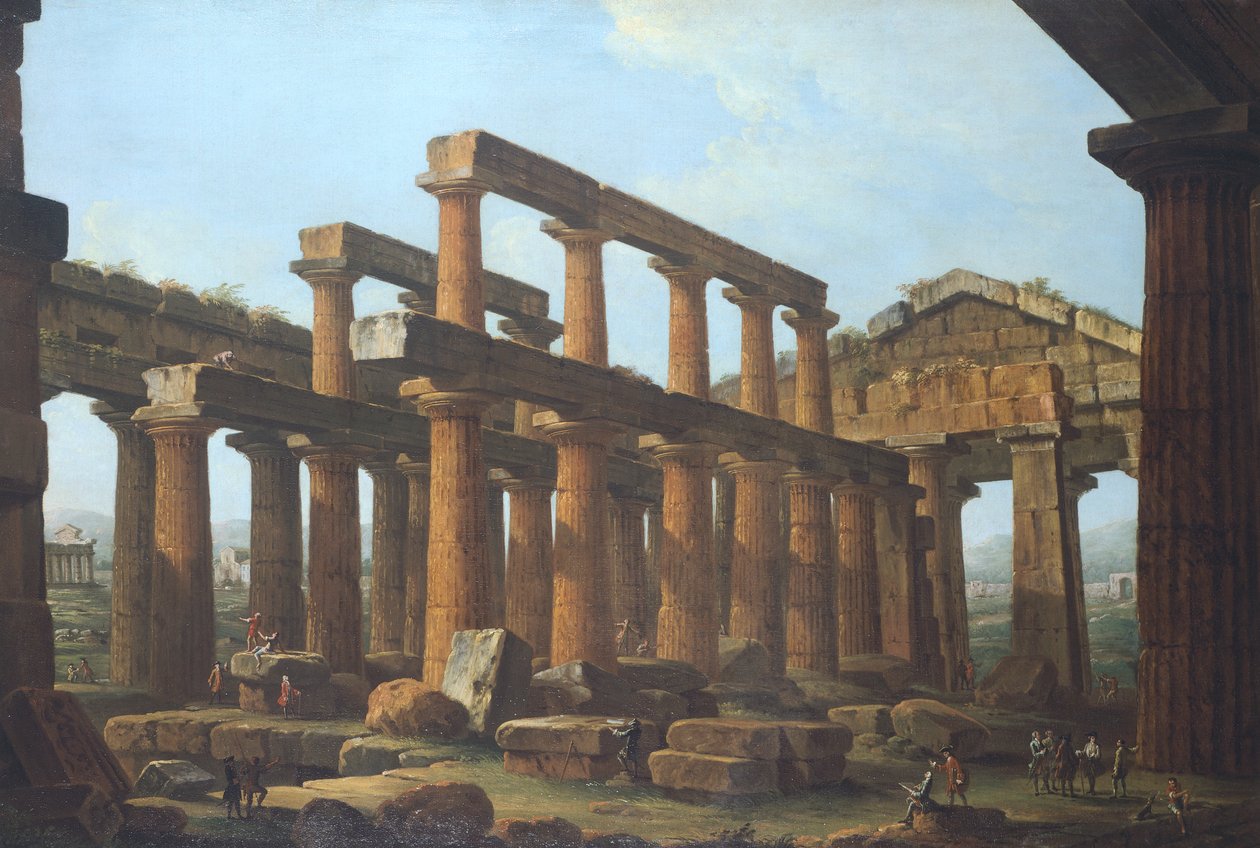 Tempel des Poseidon in Paestum von Antonio Joli von Antonio Joli