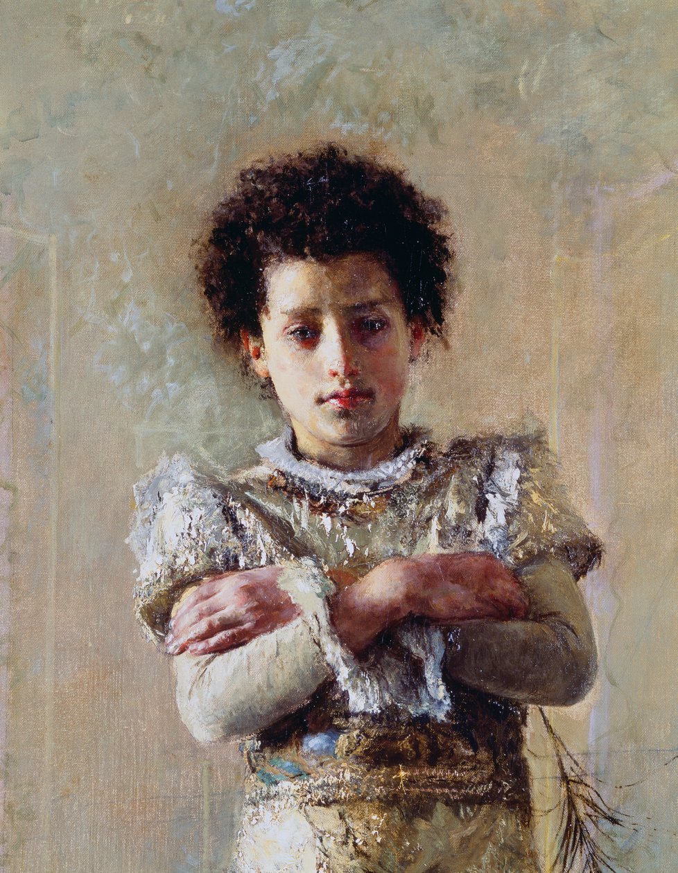 Akrobat, Detail, von Antonio Mancini, Öl auf Leinwand von Antonio Mancini