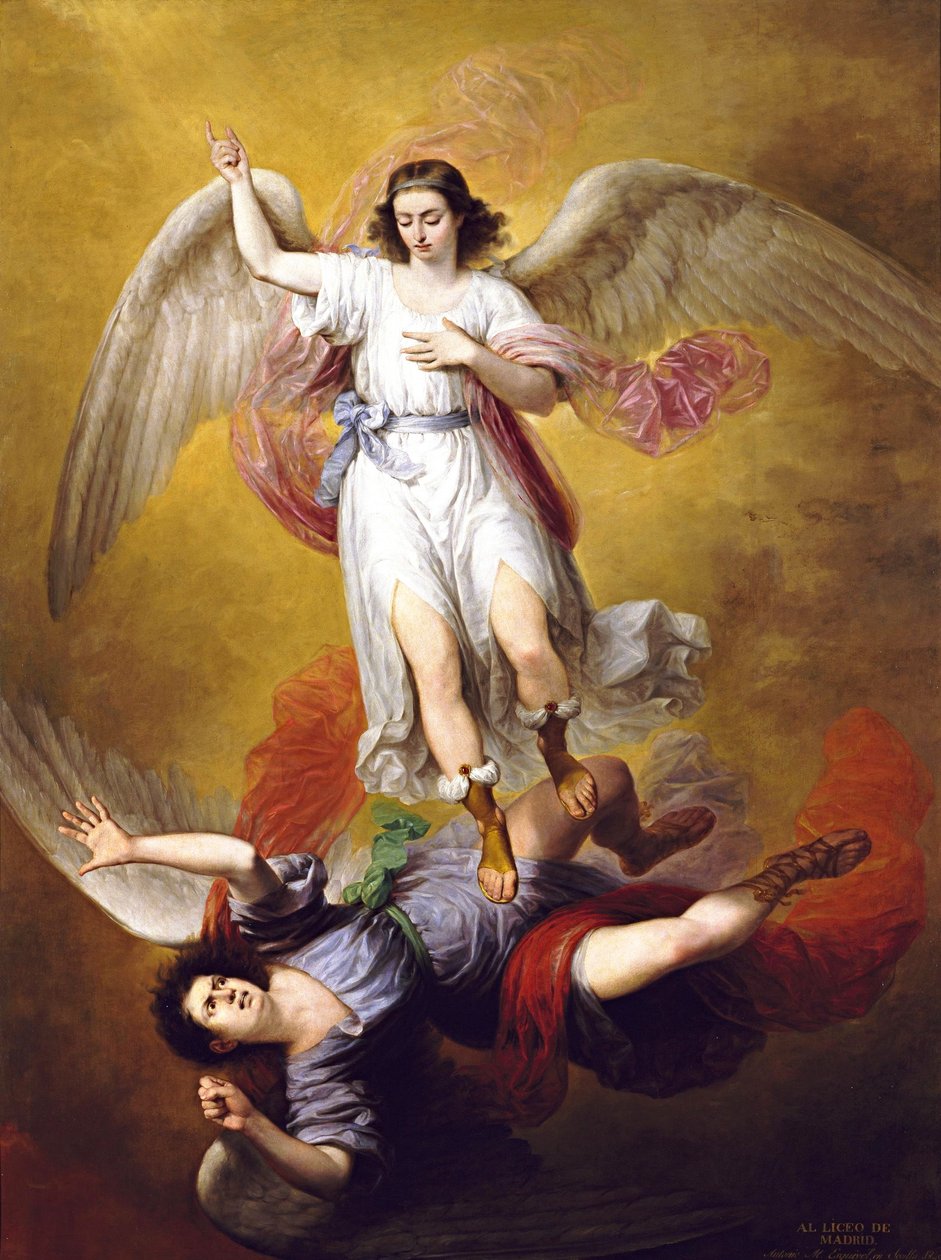 Der Fall des Luzifer von Antonio María Esquivel